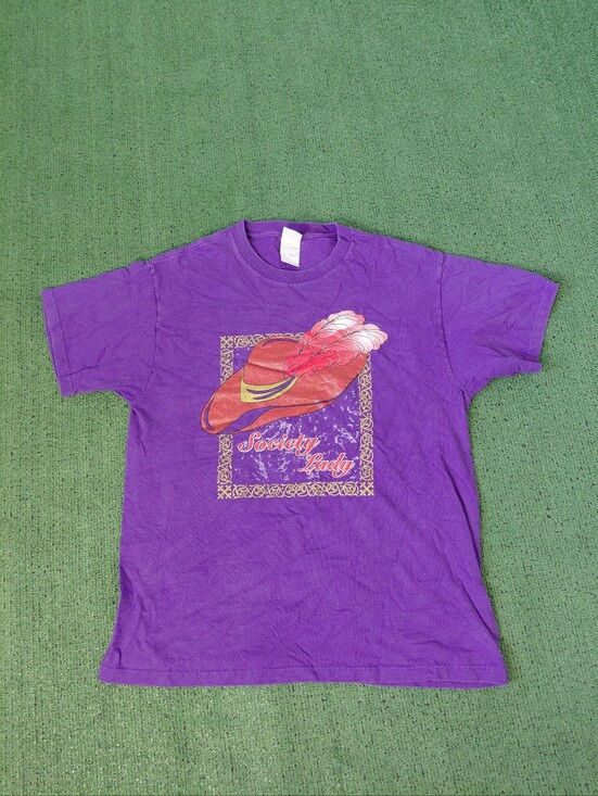 Fruit of the Loom Tops - VINTAGE 2004 Womens Red Hat Society "Society Lady" Purple T Shirt Sz Large